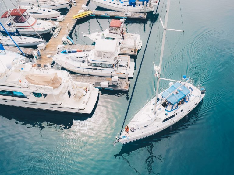 Aerial view of boats on pier illustrates blog