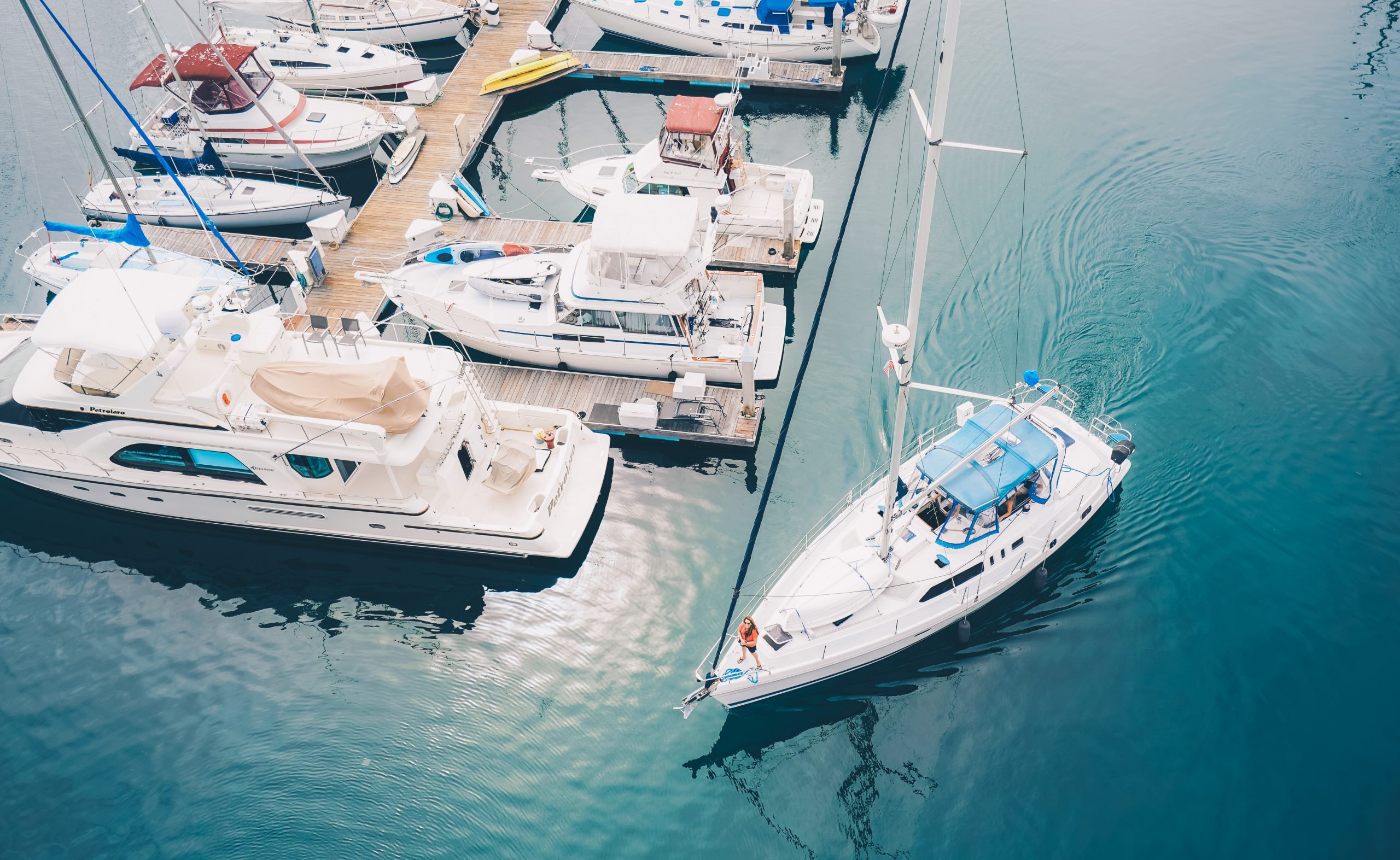 Aerial view of boats on pier illustrates blog