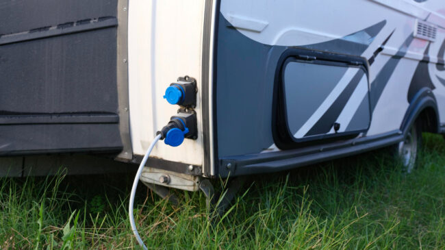 7202 Electric RV parked at a California campground