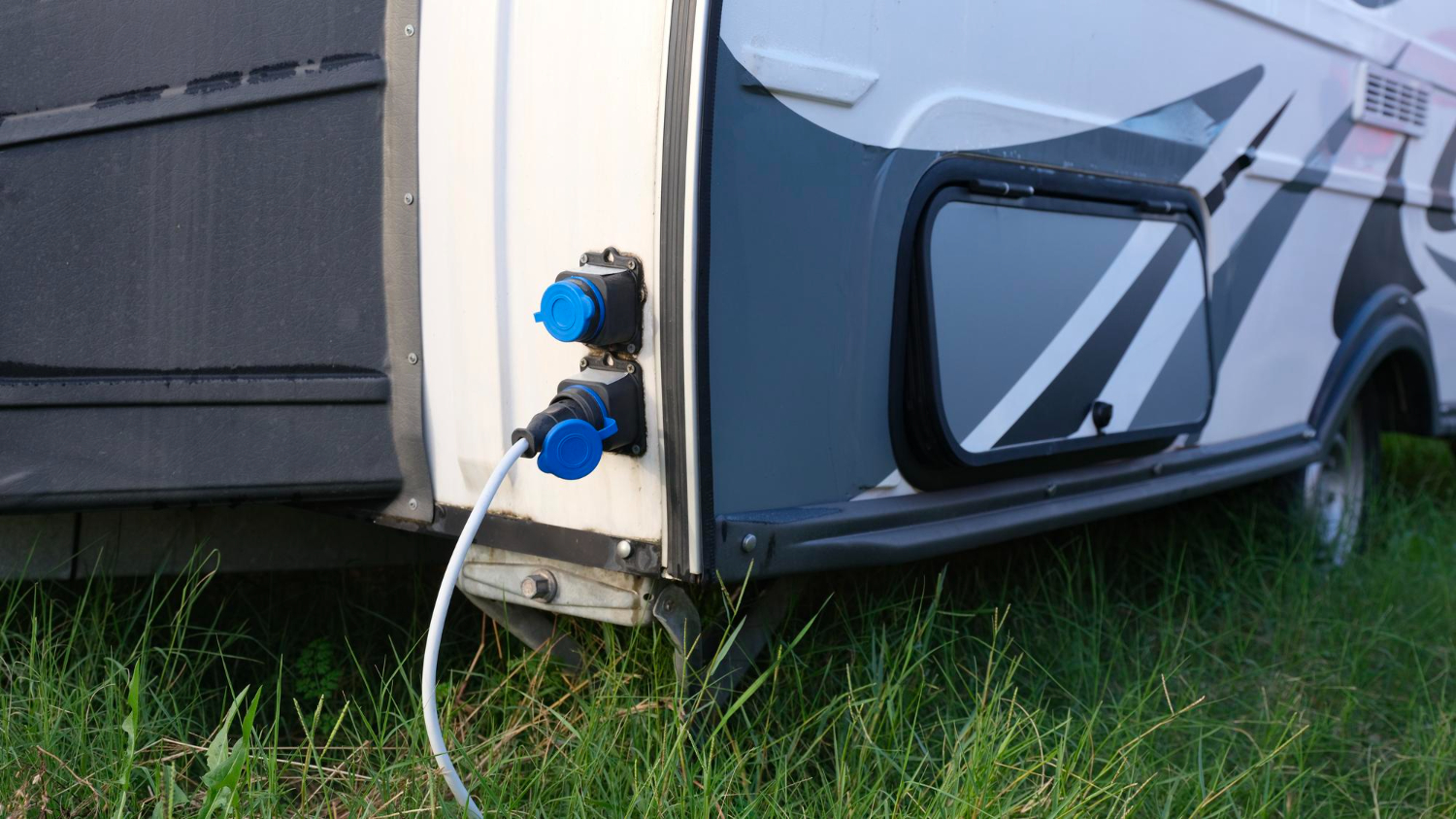 7202 Electric RV parked at a California campground