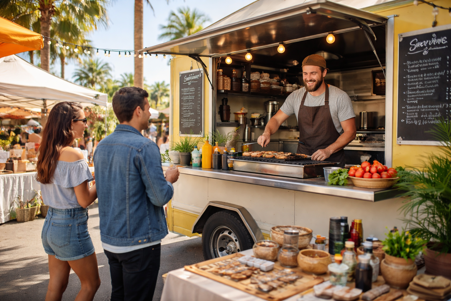 California food truck lunchtime vibes tote insurance California for mobile and traveling businesses